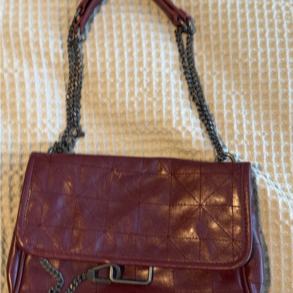Zara Burgundy Quilted Shoulder Bag